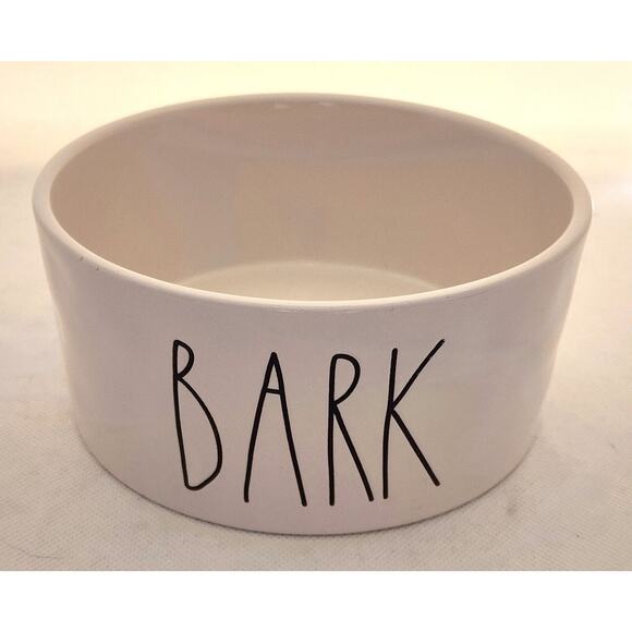 DOG BOWL-RAE DUNN-"Bark"-Ceramic-Light Cream-6" Diameter-2.75" High - Picture 8 of 10